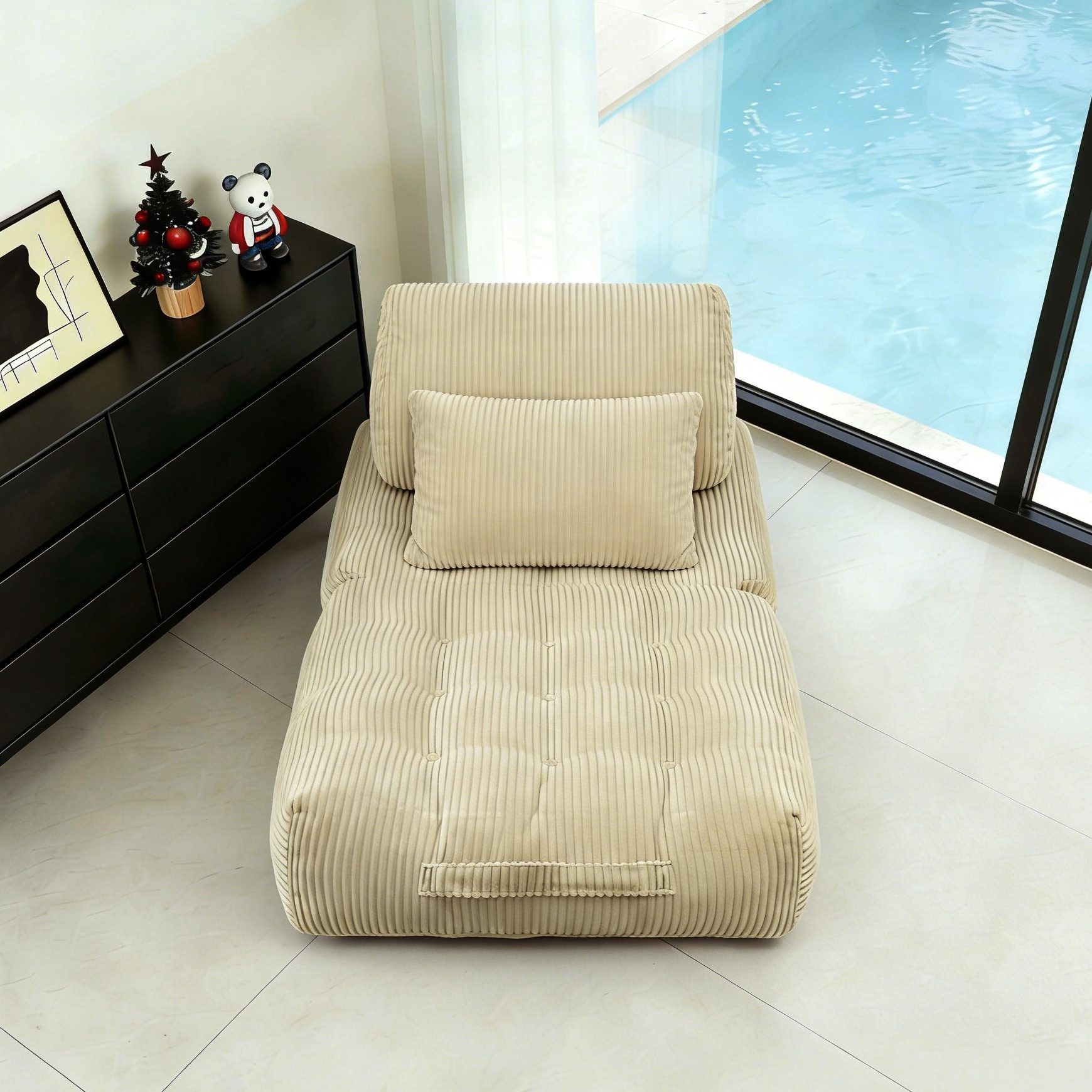 70.8"Corduroy Fabric Beanbag Couch For Living Room, Bedroom & Dorm, Cozy Fluffy Cloud Mini Couch -CAMEL_voghion.com